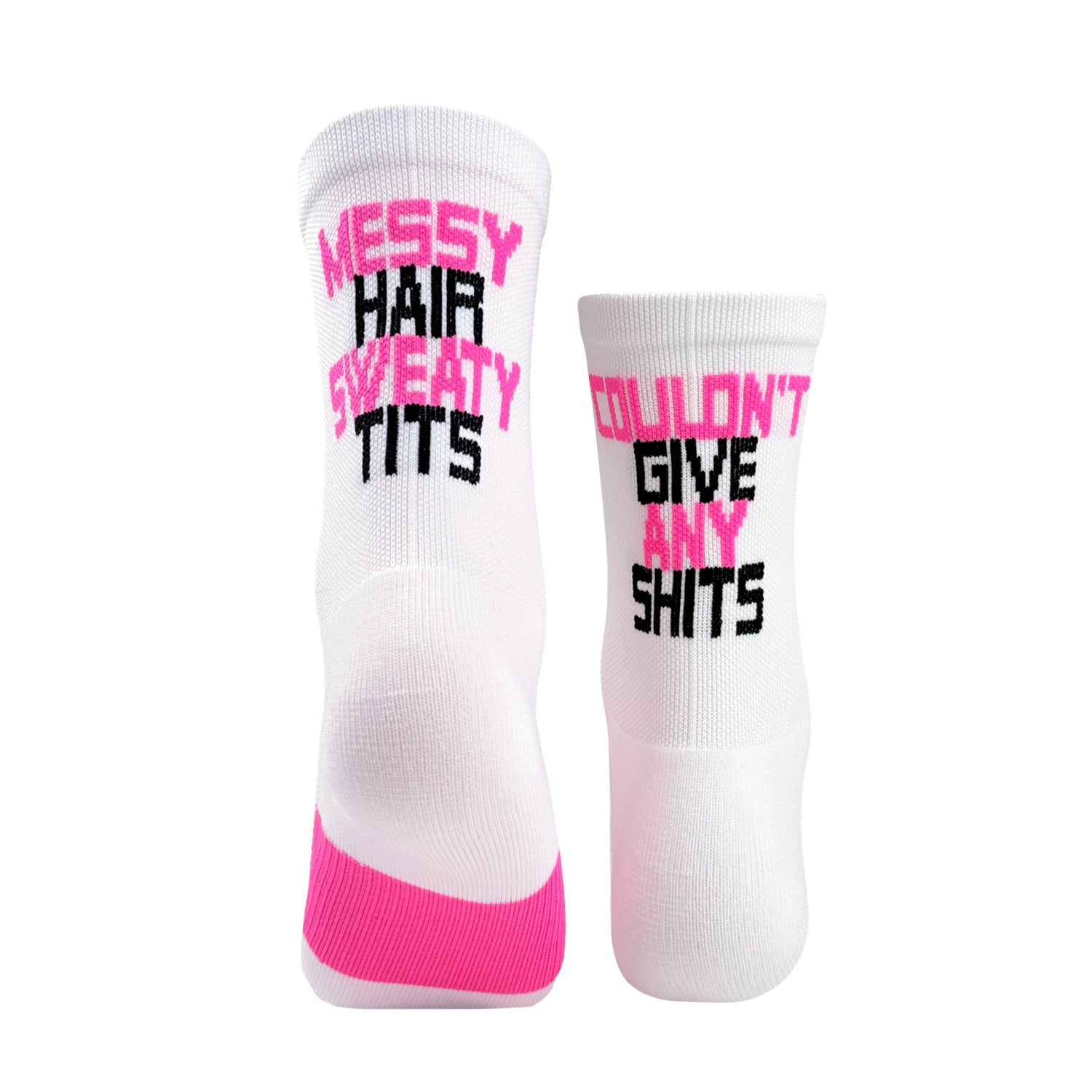 Messy Hair, Sweaty Tits epic running socks (white) UK4-7