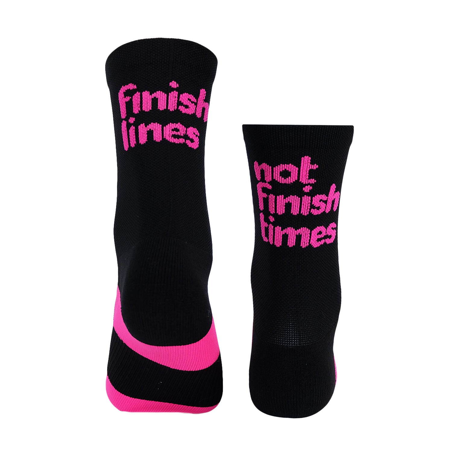 Fishnish Line Finish Lines Not Finish Times BLACK epic running socks UK4-7 – BellaBops