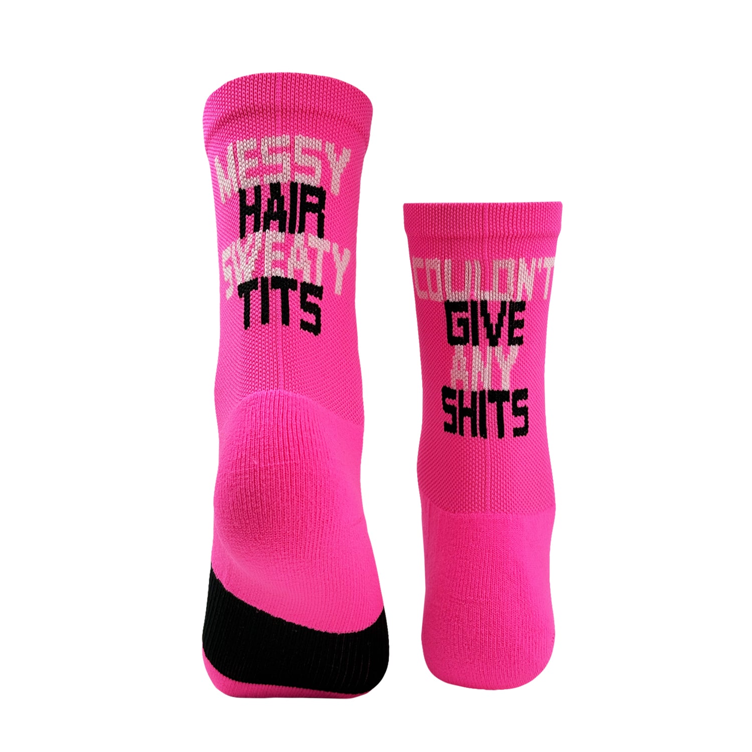Messy Hair, Sweaty Tits epic running socks (neon pink)