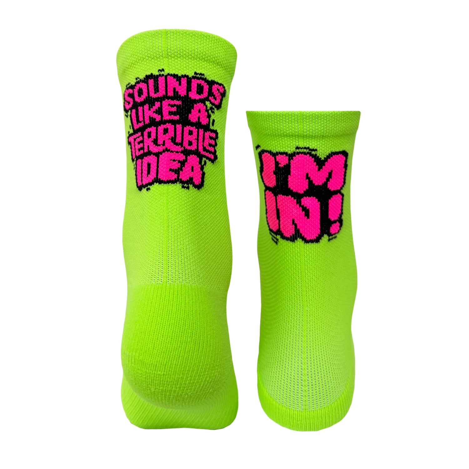 Sounds Like a Terrible Idea Neon Lime / Pink epic running socks