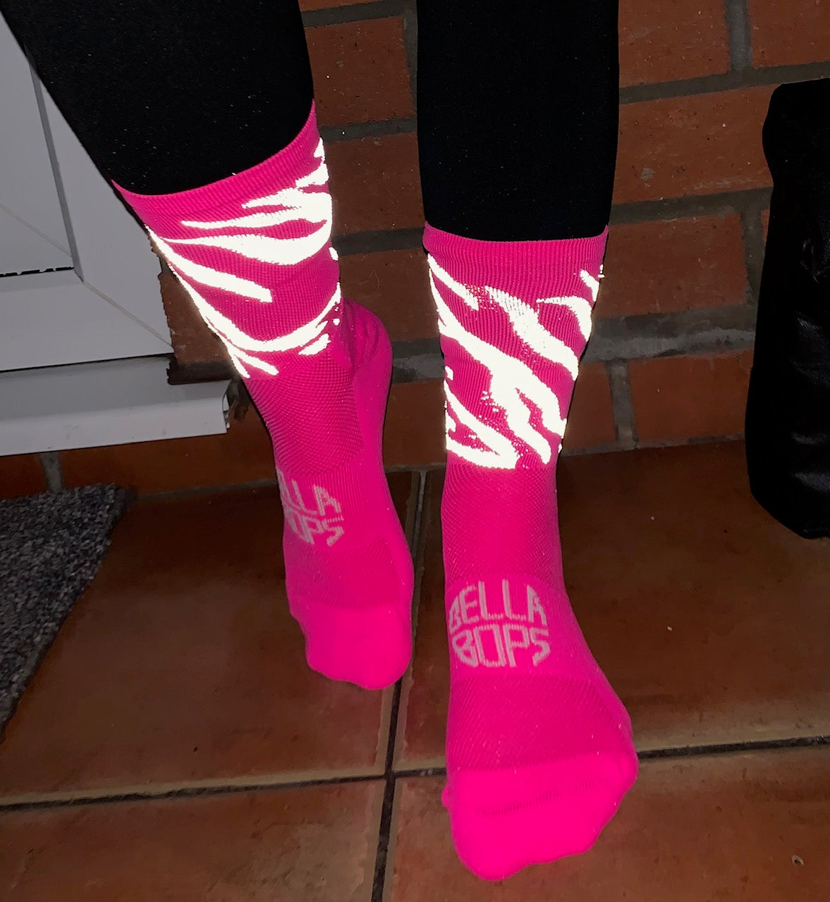 Neon Pink Tiger Stripes Reflective Socks
