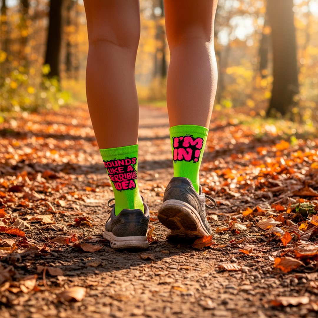 Sounds Like a Terrible Idea Neon Lime / Pink epic running socks