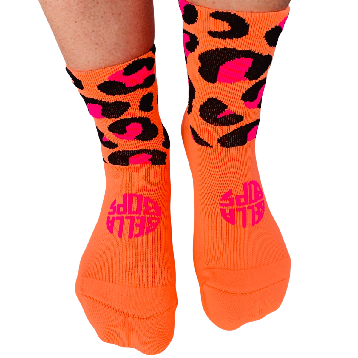 Woah! Neon orange / pink leopard epic running socks