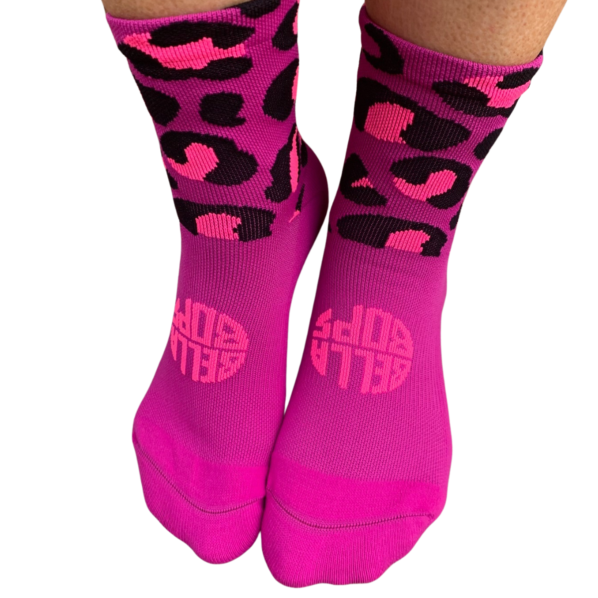 Purple / pink leopard epic running socks