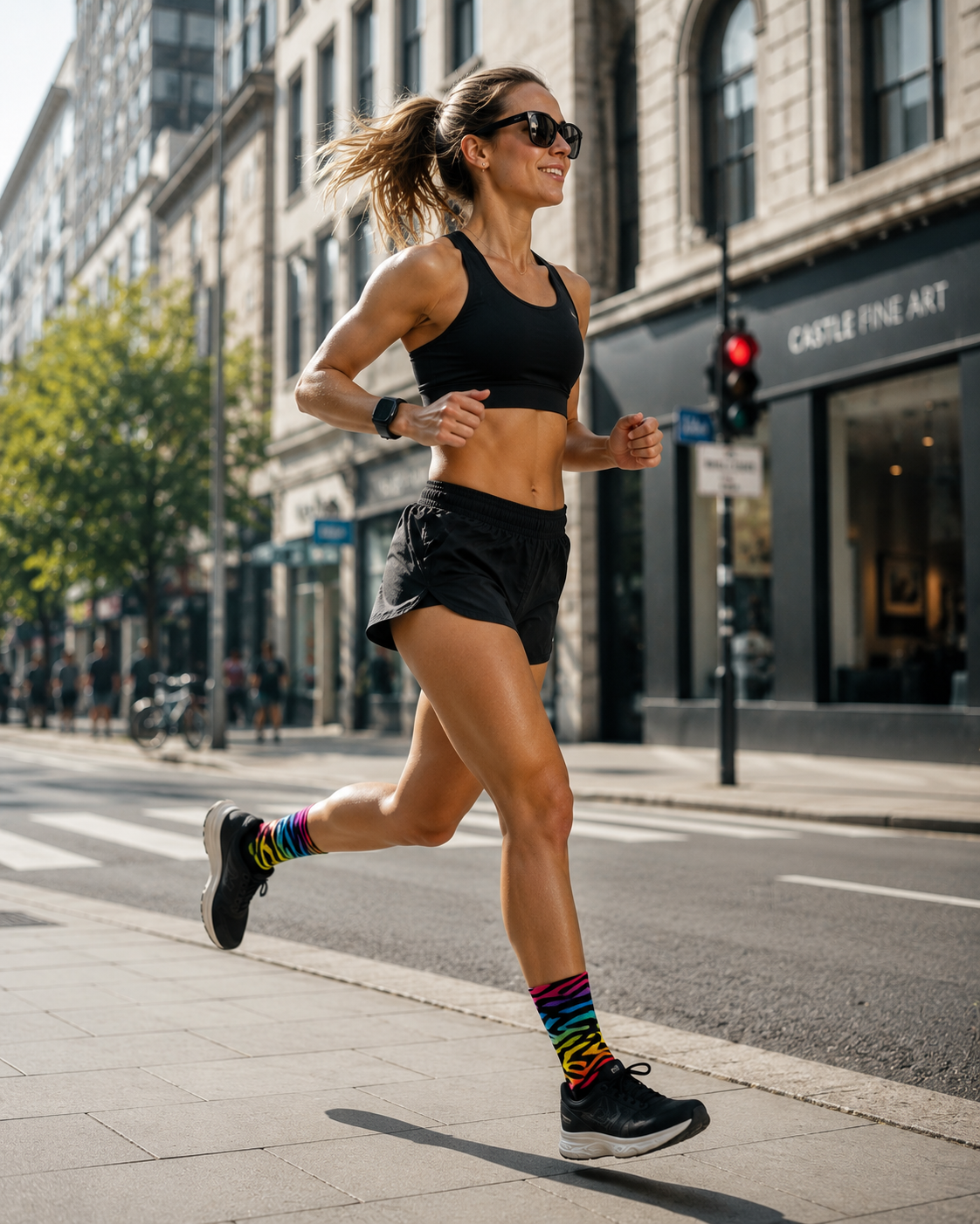 Rainbow Tiger printed running socks